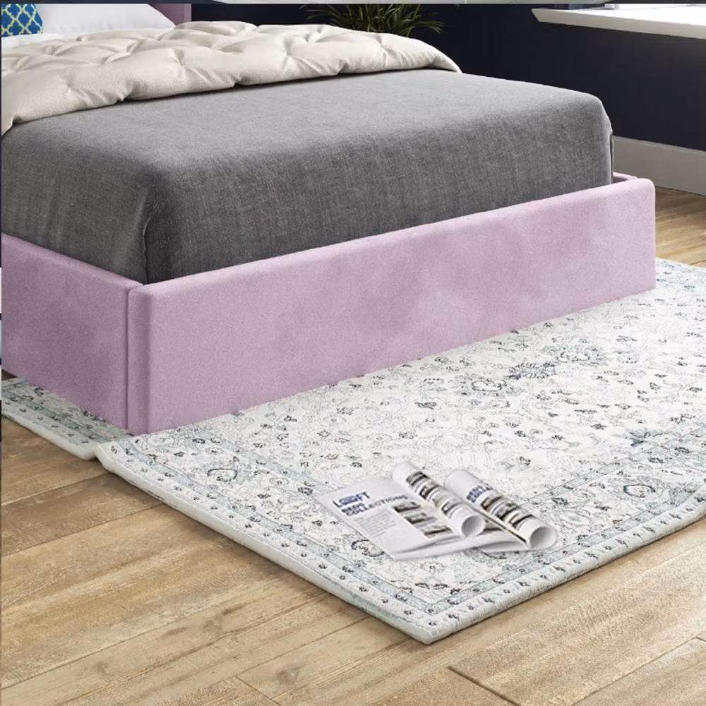 KDMD Stonegrave Winged Upholstered Pink Soft Velvet Designer Bed Frame, W/D/H: 137 x 128 x 120 cm – 5