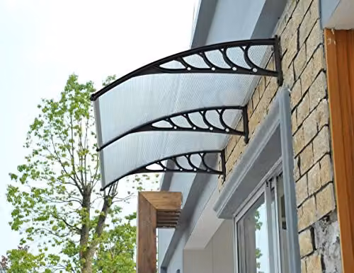 Gr8 Garden Transparent Front Door Canopy Lean To Porch Awning Shade Cover W: 120 cm, D: 80 cm – 2