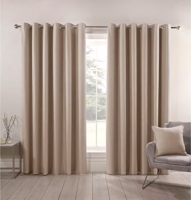 Divante Beige Blackout Eyelet Curtains, Height: 229 cm