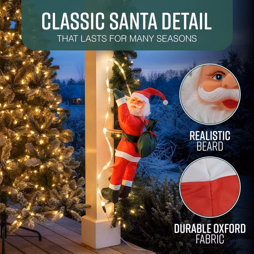 Globrite Red LED Climbing Santa Indoor Outdoor Decoration, H: 170 cm, W: 60 cm – 2