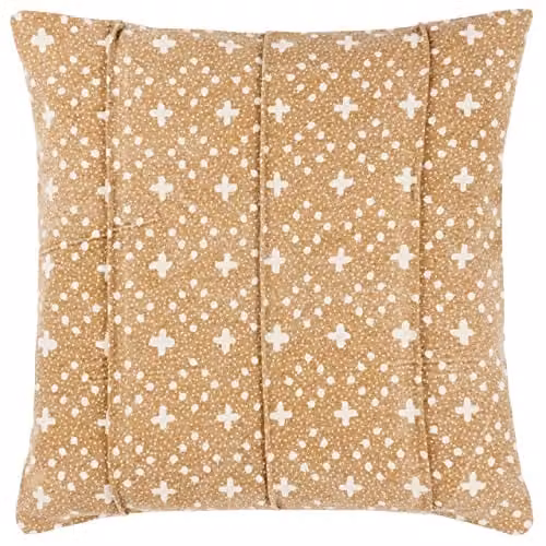 Riva Home Square Cotton Cushion in Yellow, W/D/H: 50 x 50 x 50 cm