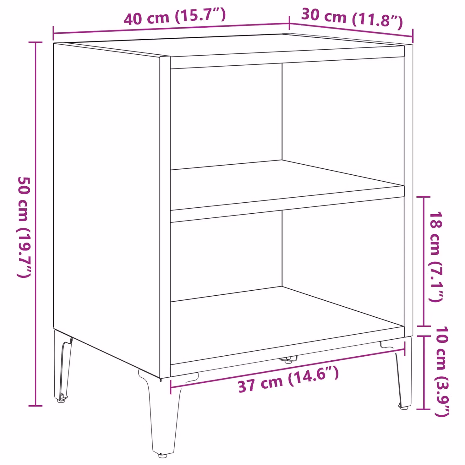 Berkfield Home Set of 2 Modern Black Oak Bedside Cabinets, W/D/H: 40 x 30 x 50 cm – 8