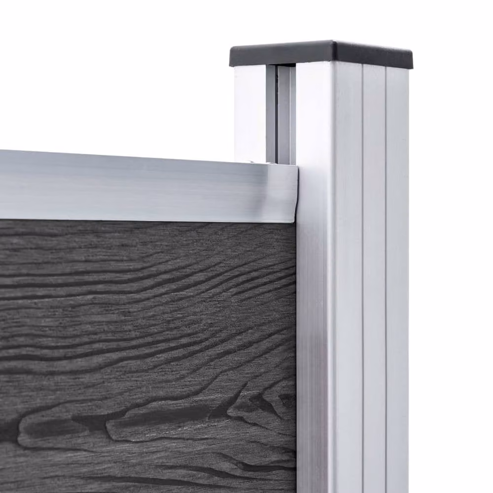 Berkfield Home WPC Fence Panel Set in Black, W: 699 cm, H: 146 cm – 3