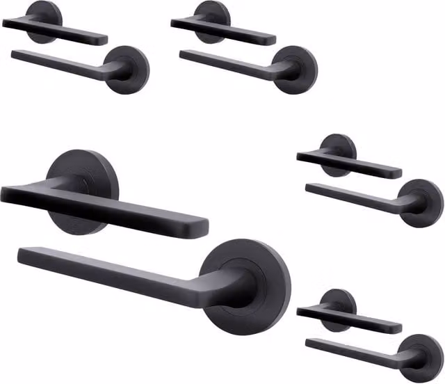 AFIT Black Fire Door Handle Matt Black Internal Lever On Rose, 5 Pack, W/D/H: 15 x 15 cm – 1