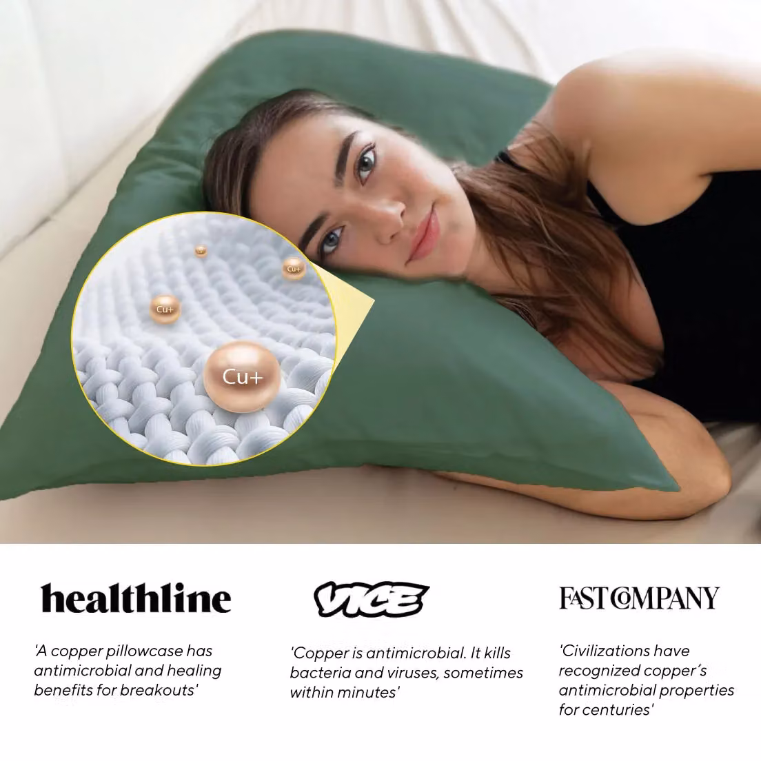Brightr Sleep Antibacterial Cooling Silk Pillowcase in Green – 8