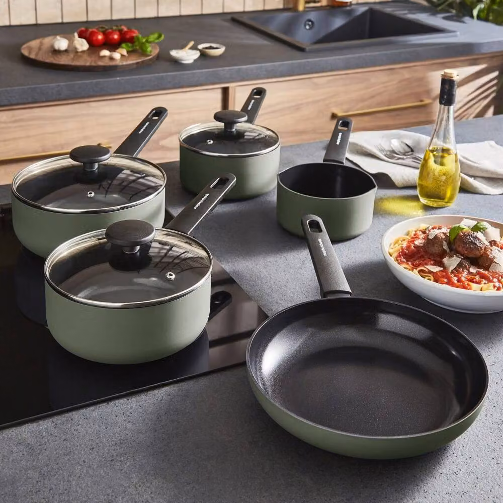 Morphy Richards 5-Piece Green Aluminium and Ceramic Saucepan and Frying Pan Set – 2