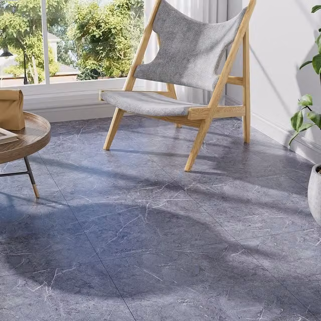 Lifeideas Grey Marbled Stone Look Self-adhesive PVC Flooring Tiles