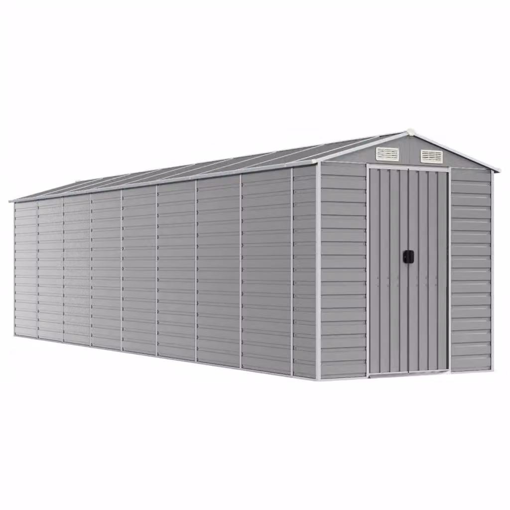 Berkfield Home Pent Garden Shed in Light Grey Galvanised Steel, W/D/H: 725 x 191 x 198 cm – 2