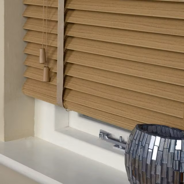 Terrys Made To Measure Wood Essence 35mm Wooden Venetian Blinds in Desert Oak Pine Brown