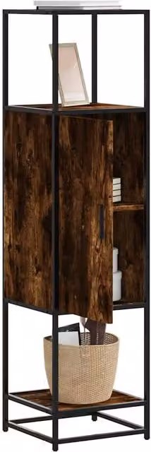 Berkfield Home Smoked Oak Highboard in Brown, W/D/H: 35.5 x 35.0 x 139.0 cm