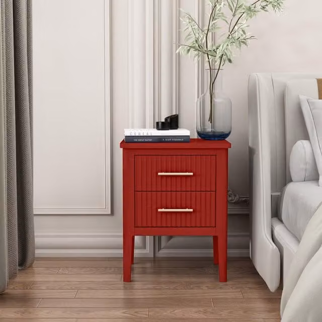 Cabinet Bits Palau 2 Drawer Bedside Table in Red – 1