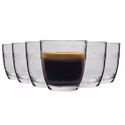 Duralex Gigogne Shot Glass Espresso Cups, 90ml, Pack of 12, Transparent
