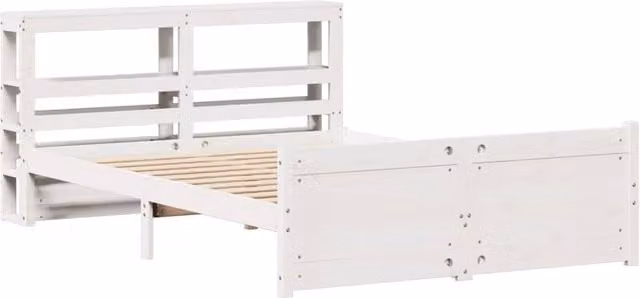 Berkfield Home Beautiful Bed Frame with Headboard in White, Small Double, W/D/H: 120 x 200 cm