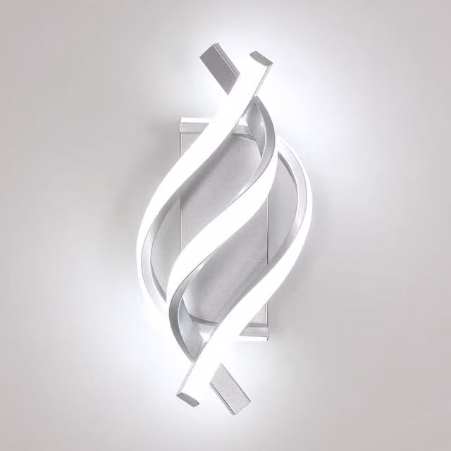 Goeco Modern 22W LED Interior Aluminium Wall Light in Silver with 6500K Cool White Light