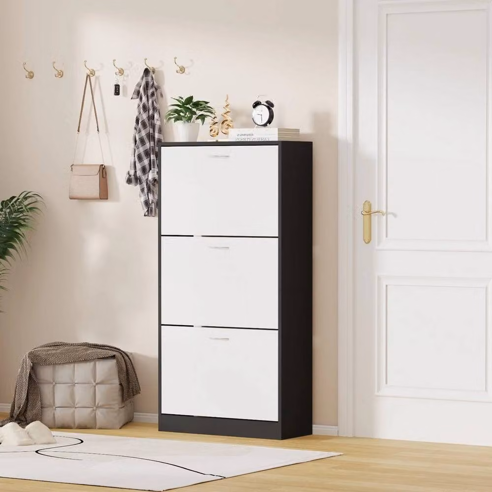 EONLION 3 Drawer Shoe Cabinet Cupboard in White – 3
