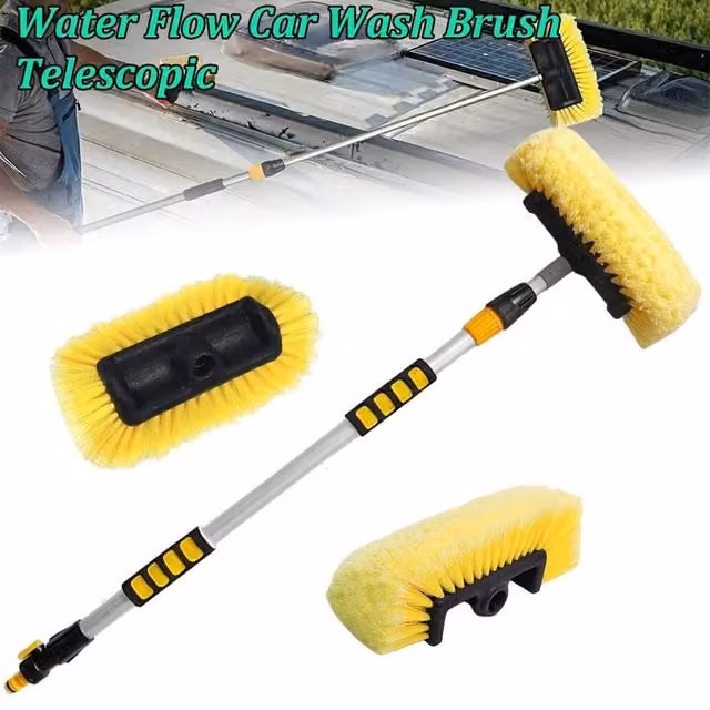 EONLION Telescopic Car Wash Brush with Microfibre Refillable Head, Yellow, Length: 100 cm