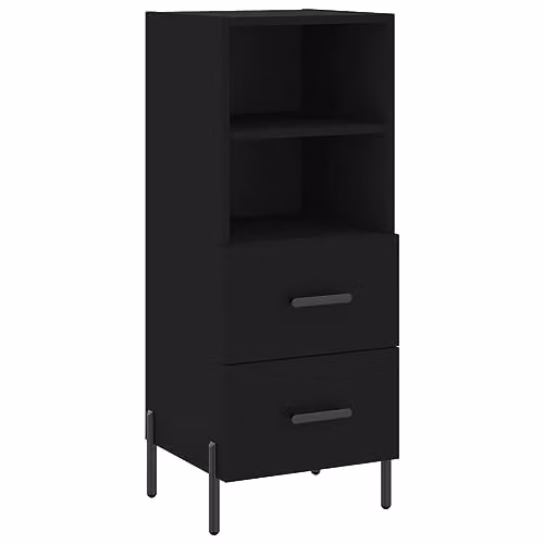 vidaXL Modern Black Sideboard in Engineered Wood W/D/H: 34.0 x 34.0 x 90.0 cm