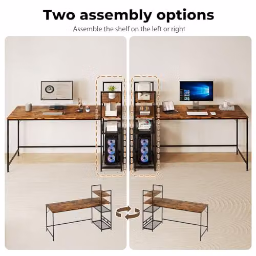 Levede Modern Computer Desk in Brown, W: 160 cm, D: 60 cm, H: 76 cm – 2