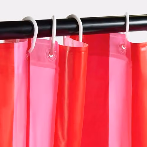 OHS Striped Pink and Multicolour Polyester Shower Curtain, Waterproof and Mould Resistant with Weighted Hem, W/H: 180 x 180 cm – 2