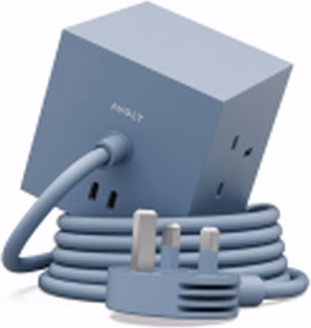 Avolt Square 1 Power Extension Lead with USB-C in Shark Blue and White