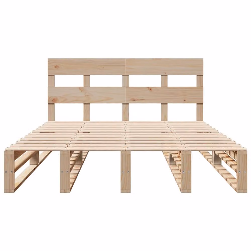 Berkfield Home Solid Wood Pine Bed Frame in Light Brown, W: 140 cm, D: 200 cm – 2