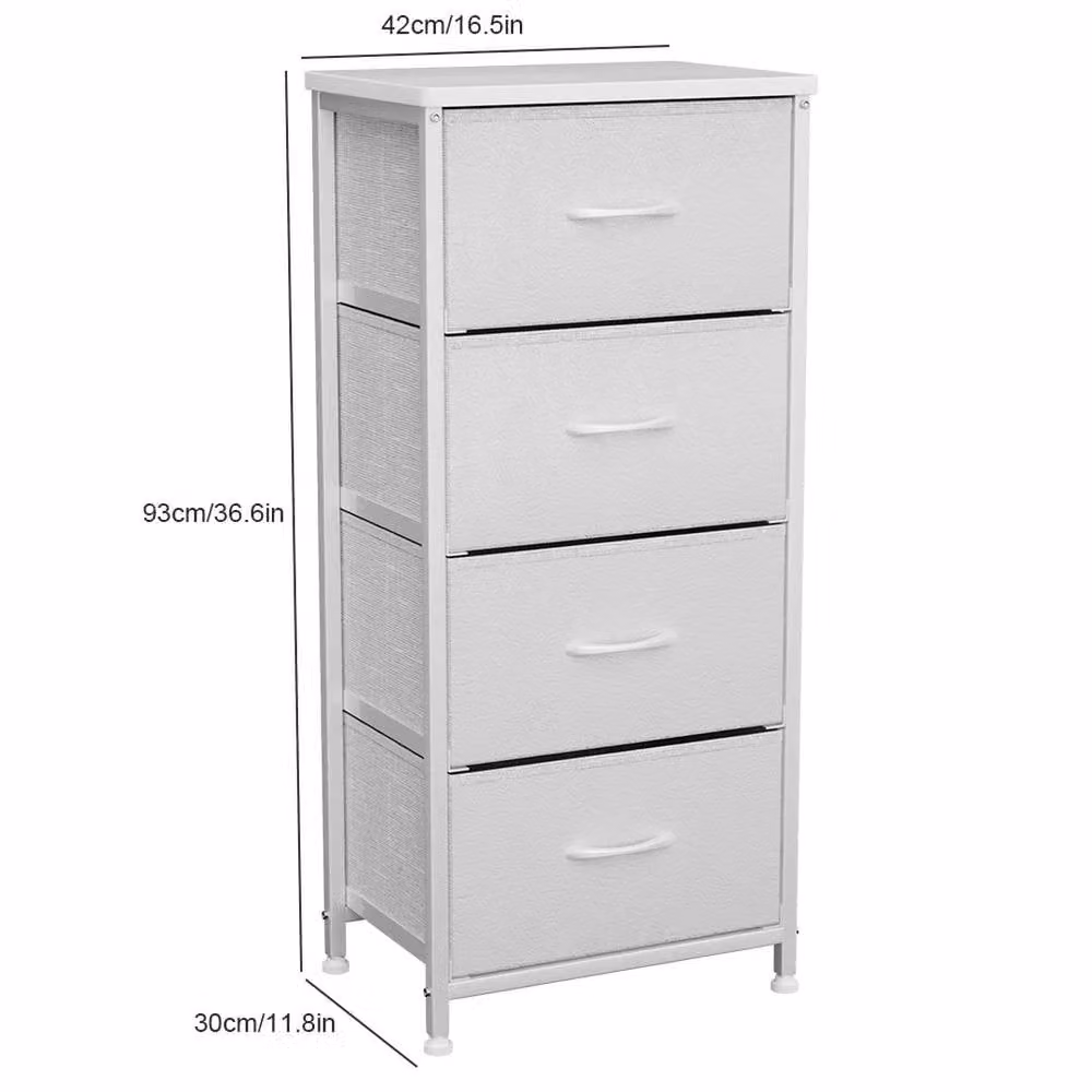 KORVIXA White 4 Drawer Fabric Chest of Drawers Organizer Unit W/D/H: 100 x 100 x 100 cm – 2