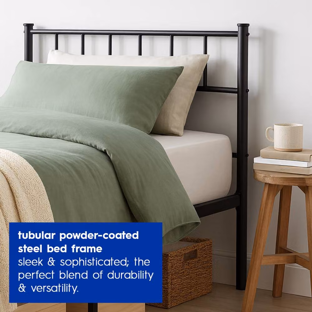 Harbour Housewares Single Metal Bed Frame in Black, W/D/H: 90 x 190 x 36 cm – 2