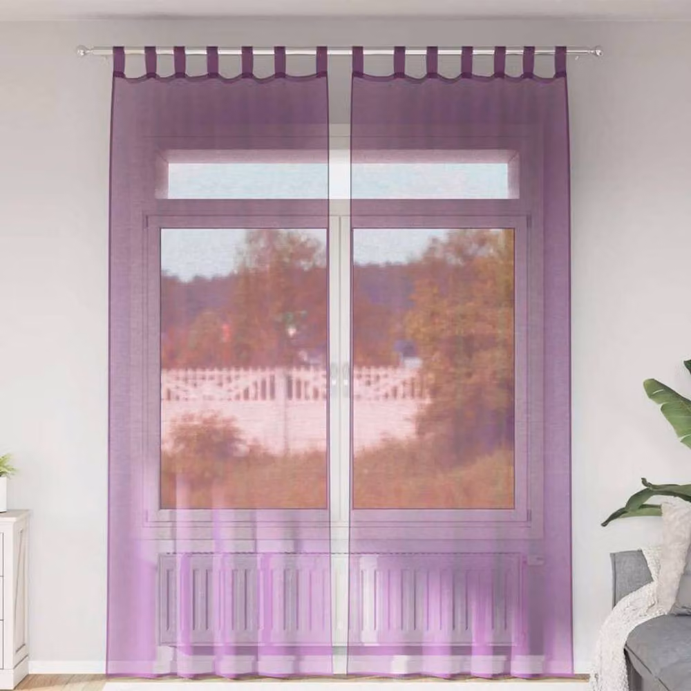 Berkfield Home Purple Voile Fabric Panel Curtains with Tabs, 2 Pack, W: 140 cm, H: 260 cm – 2