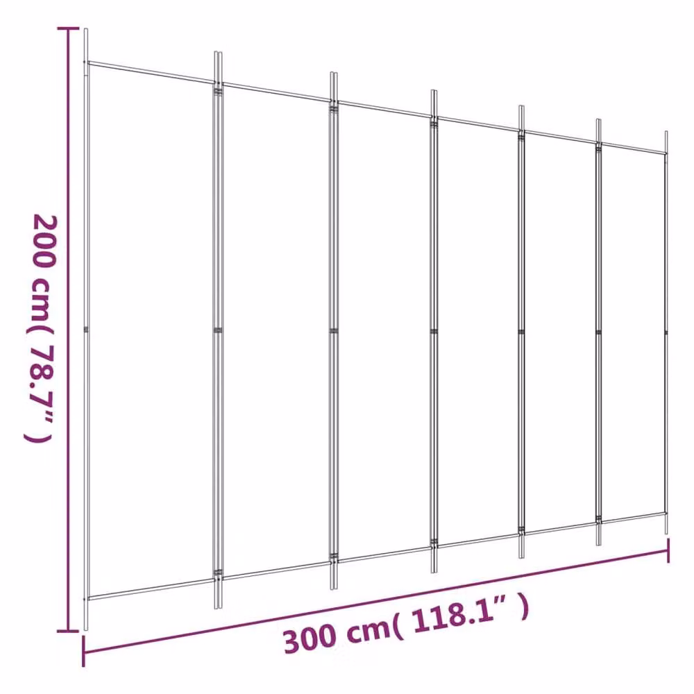 Berkfield Home 6-Panel Fabric Room Divider, Brown, W: 300 cm, H: 200 cm – 4