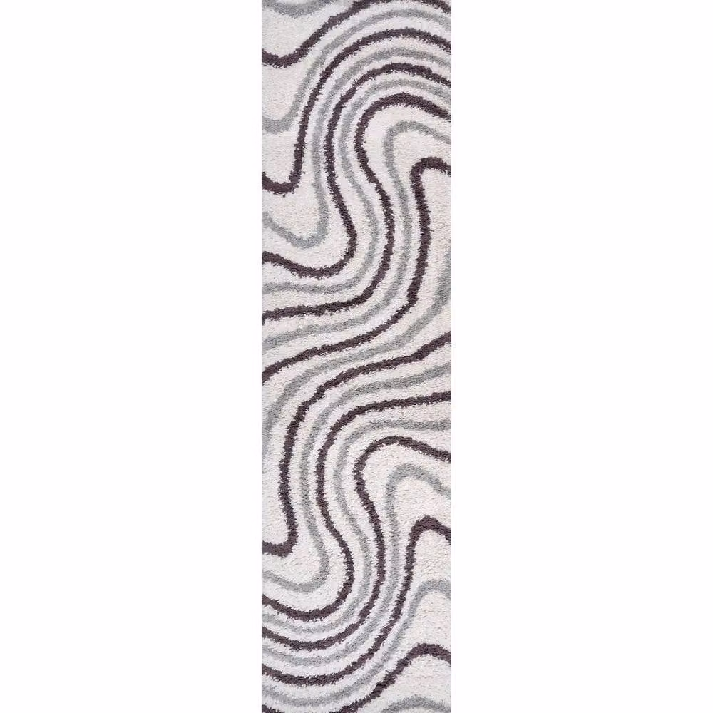 THE RUGS Moodi Wavy Design Shaggy Soft High Pile Living Room Rug in Purple, W: 160 cm, D: 230 cm – 8