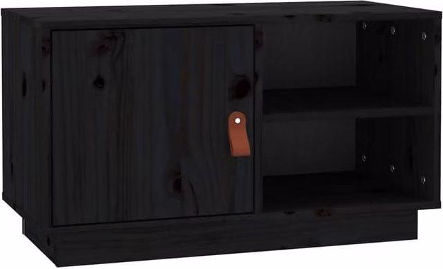 Berkfield Home Black Rustic Solid Wood Pine TV Cabinet W/D/H: 70 x 34 x 40 cm