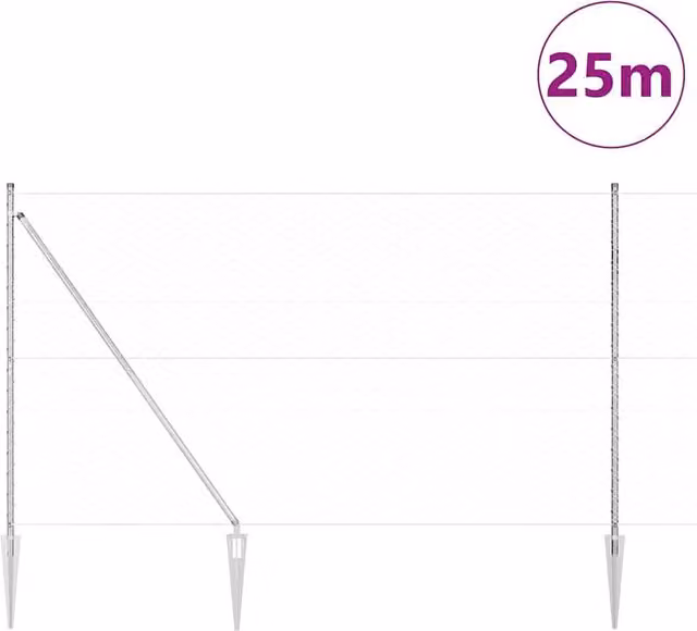 Berkfield Home Hexagon Fence in Silver Galvanised Steel, H: 160 cm x W: 25 m