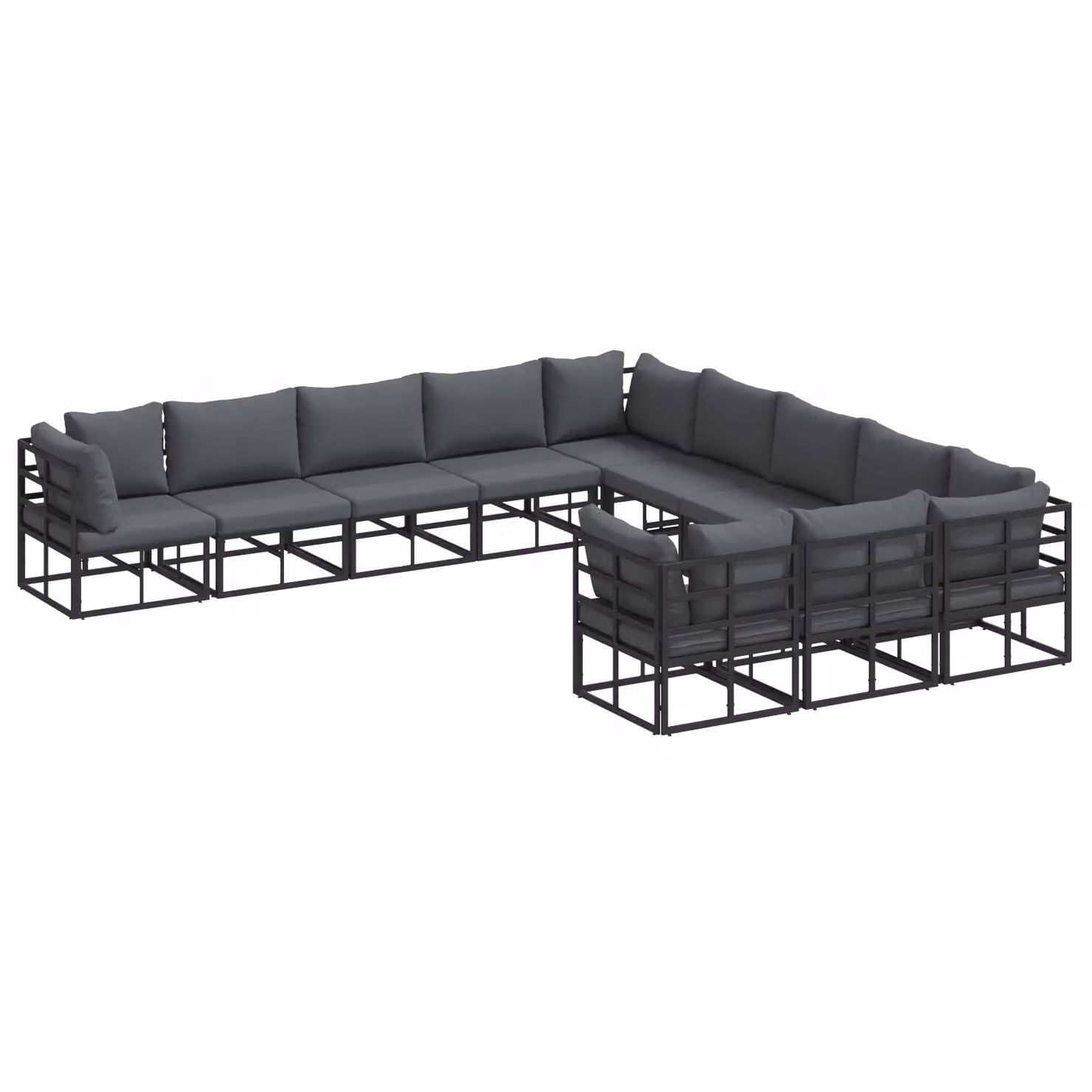 Berkfield Home 11 Piece L-Shape Garden Sofa Set in Black Powder Coated Aluminium with Upholstered Cushions and Scatter Pillows – 2