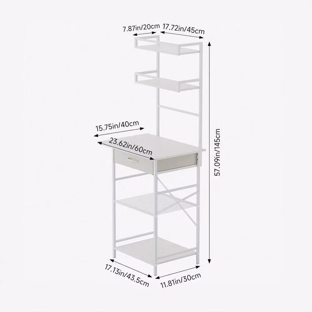 ERGOVEXA Modern White Makeup Desk with Shelving Unit and Drawer for your Bedroom – 2