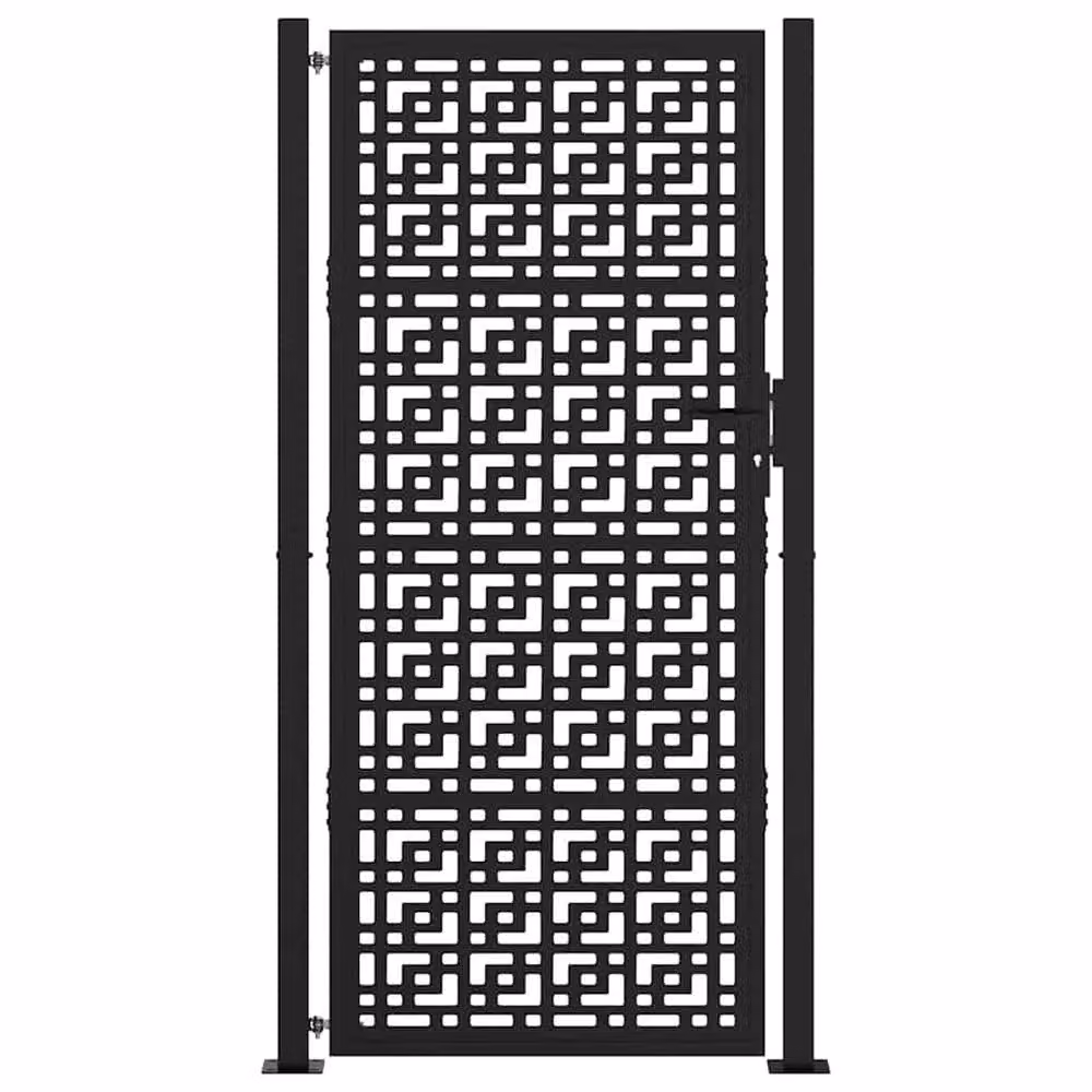 Berkfield Home Black Steel Swing Garden Gate, W: 105 cm, H: 205 cm – 3