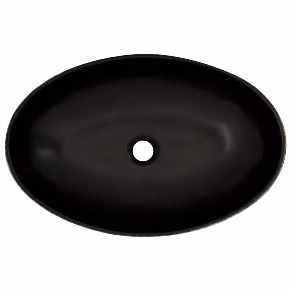 Berkfield Home Oval Ceramic Countertop Basin in Black and Blue, W: 56.5 cm, D: 36.5 cm, H: 13.5 cm – 4