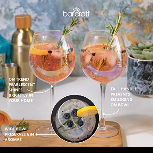 BarCraft Set of 2 Multicolour Iridescent Cocktail Gin Glasses, 500 ml – 3