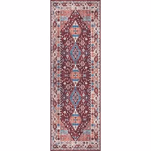 THE RUGS Atlas Collection Vintage Red Washable Polyamide Non-Slip Rug, W/D: 180 x 60 cm – 1