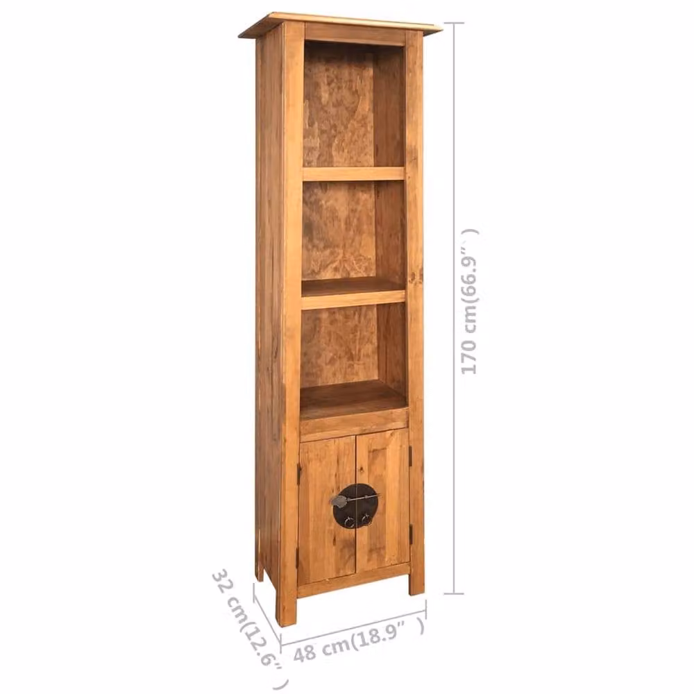 Berkfield Home 5 Piece Vintage Brown Solid Pine Wood Bathroom Furniture Set with Wall Mounted Vanity, Tall, Side and Mirror Cabinets – 2