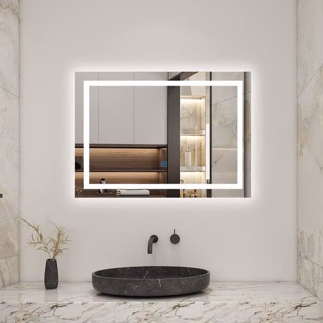 AicaBathroom Dimmable LED Bathroom Mirror in White, Width: 70 cm