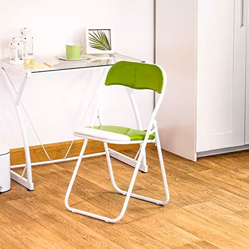 Harbour Housewares Padded Folding Chairs in Green, Pack of 2 – 2