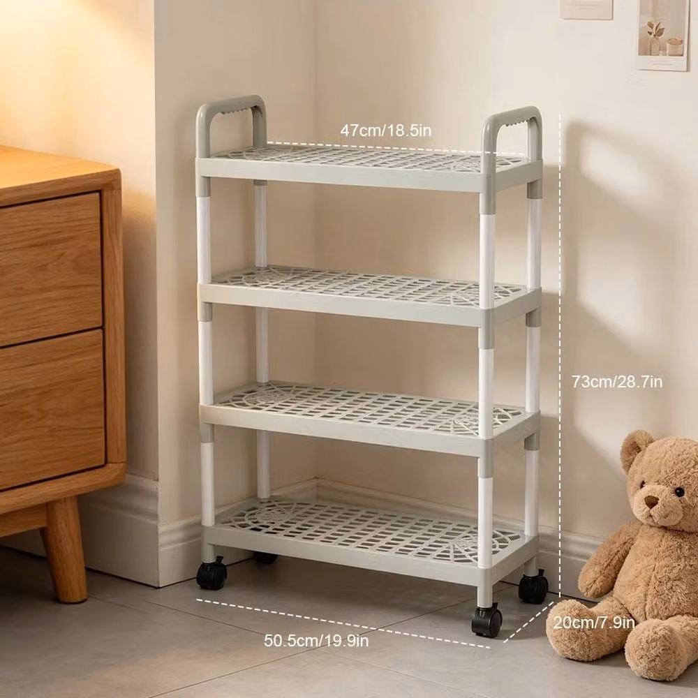 KORVIXA 4 Tier Freestanding Shoe Rack Stand in Grey, W/D/H: 100 x 100 x 73 cm – 3