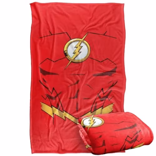 Warner Bros. The Flash Costume Super Soft Silky Touch Fleece Throw Blanket, Multicolour, W: 91.44 cm x L: 91.44 cm – 1