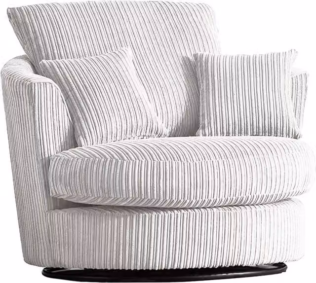 Luxor Living Silver Jumbo Cord Fabric 360 Degree Swivel Single Seater Chair