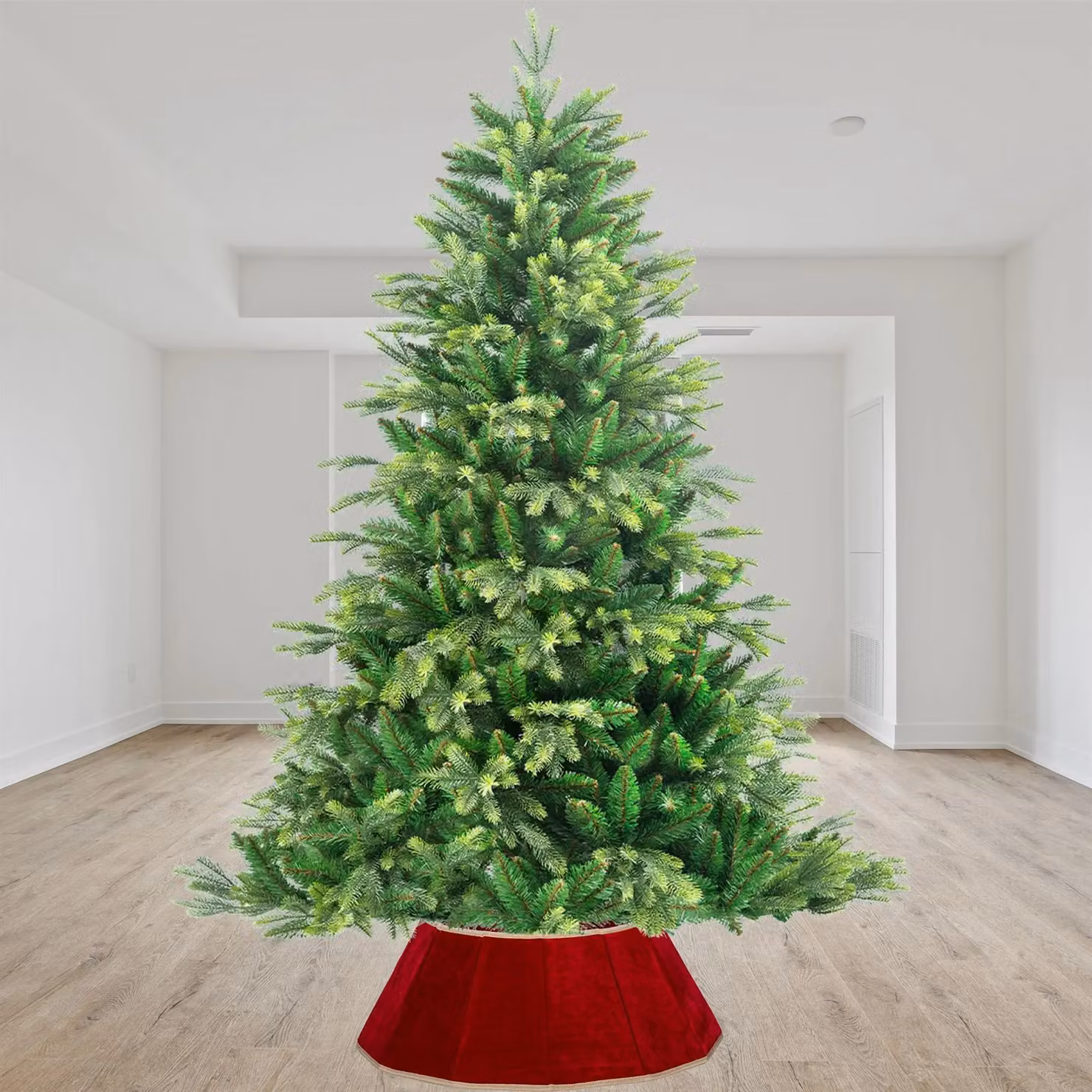 Shatchi Velvet Christmas Tree Skirt in Red and Gold, Diameter: 68 cm – 7