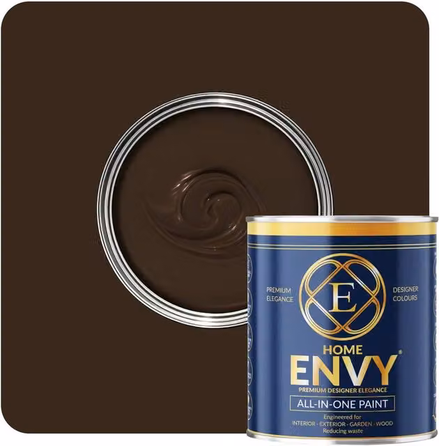 HOMES ENVY All-In-One Multi Surface Indoor and Outdoor Matt Paint, Dark Chocolate, 5 l – 1