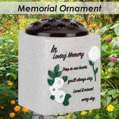 VFM e-Store Memorial Ornament Planter Pot, Grey, W: 14 cm, D: 13.5 cm – 3