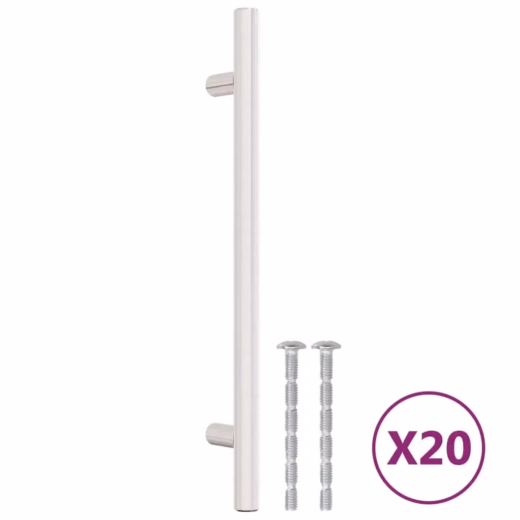 Berkfield Home Brushed Silver Stainless Steel Bar Cabinet Handles, 20 Pack, Length: 160 mm – 2