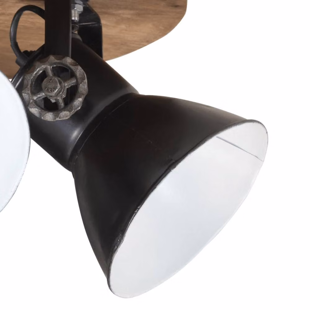 Berkfield Home Industrial Square Ceiling Lamp in Black and Wood, W/D/H: 50 x 50 x 25 cm, E27, 25 W – 3
