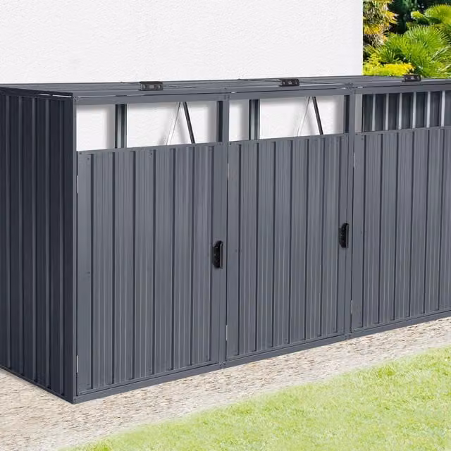 Agadon Freestanding Metal Bin Store in Anthracite Grey